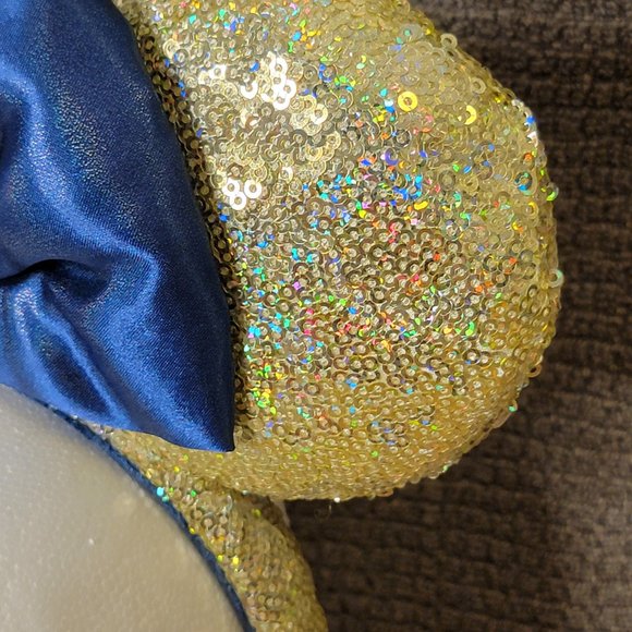 Disney Parks WDW 50th Anniversary Gold Sequin Blue Bow Ears Headband EARidescent - Picture 3 of 7